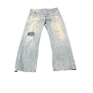 Levis 562 Jeans Mens 36x30 Distressed Light Wash 100% Cotton Loose Straight Fit